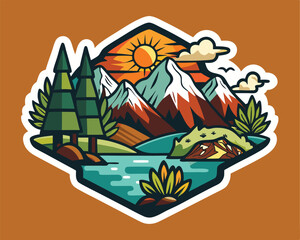 Wall Mural - nature t shirt and sticker design vector illustration