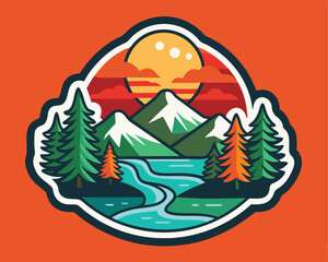 nature t shirt and sticker design vector illustration