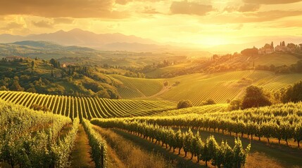 Wall Mural - Tuscany Vineyards Summer Sun