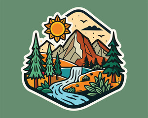 Wall Mural - nature t shirt and sticker design vector illustration