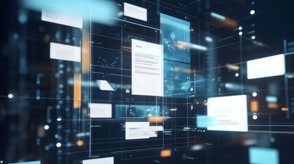 Wall Mural - concept of assembling a web page from modules that fly around the display. the web design studio con