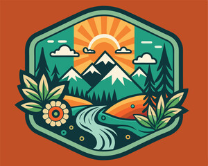 Wall Mural - nature t shirt and sticker design vector illustration