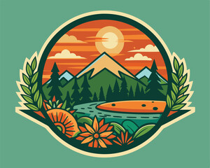 Wall Mural - nature t shirt and sticker design vector illustration