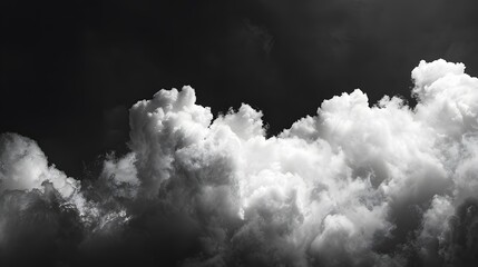 Wall Mural - single cloud in air, isolated on black background. fog, white clouds or haze