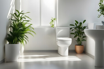 Wall Mural - modern ฺrestroom with plant