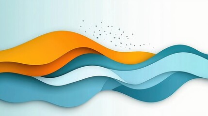 Wall Mural - wavy background with paper cut style