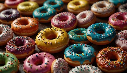 Colorful Assorted Donuts Display