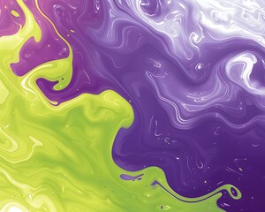 Wall Mural - Illustration of A trendy and abstract gradient from electric violet to bright lime, featuring swirling patterns and a sense of movement and fluidity. Ai Generate.
