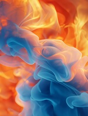 Poster - Abstract swirls of blue and orange colors, a vibrant and artistic background.