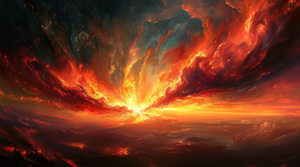 Wall Mural - Fiery Sunset Sky