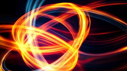 Leinwandbilder - This image presents an intense glowing depiction of an atomic swirl, rich with vibrant colors and fluid motions, illustrating the dynamic and powerful nature of scientific energy.