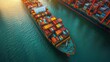 © julija - massive container ship docked at bustling international port cranes and colorful stacked containers creating geometric patterns