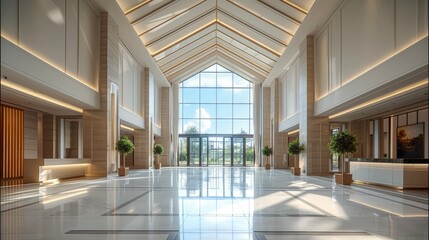 Poster - Design an awe-inspiring golf clubhouse lobby with a ceiling. Generative AI.