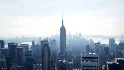 Wall Mural - Vision with the New York City skyline near midtown isolated with white highlights, png