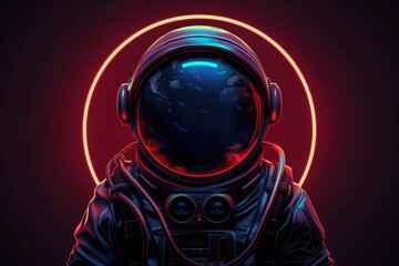 Wall Mural - astronaut in space suit with glowing neck circle