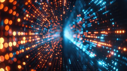 Leinwandbilder - Digital telecommunication networks, highlighting data packets, binary code, and digital signals in motion. Generative AI.
