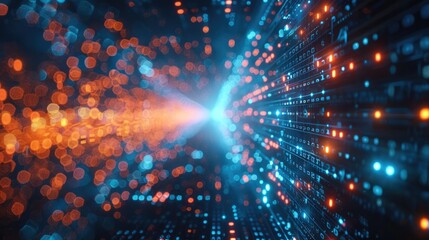 Leinwandbilder - Digital telecommunication networks, highlighting data packets, binary code, and digital signals in motion. Generative AI.