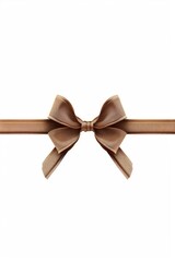 Sticker - A beautiful brown ribbon with a decorative bow on a clean white surface, great for craft and gift wrapping projects