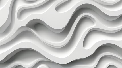 Abstract Background, White Wavy Flowing Smooth Curves Structure. 3D Rendering Illustration.