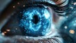 © MaMaKe - Close-up of a blue eye with a digital pattern in the iris, symbolizing technology and the future.