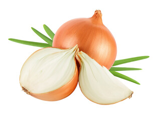 Wall Mural - yellow onion isolated on white background close up