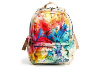 Wall Mural - A colorful backpack against a plain white background