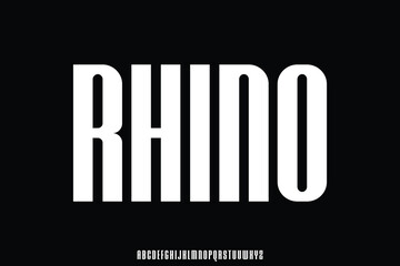 Poster - Modern strong rhino condensed alphabet display font vector illustration