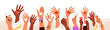© Good Studio - Hands holding hearts together, World Humanitarian Day banner. Volunteers, NGO crowd for charitable aid, help, charity, donation and support. Flat vector illustration isolated on white background