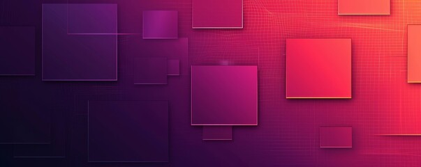 Wall Mural - Abstract modern red purple gradient background with overlapping rectangle pattern. Geometric square lines texture. Shiny glossy geometric lines. Minimalist style graphic, Generative AI