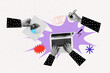 © deagreez - Composite artwork collage image picture of arms use laptop write pen diagram isolated on creative background