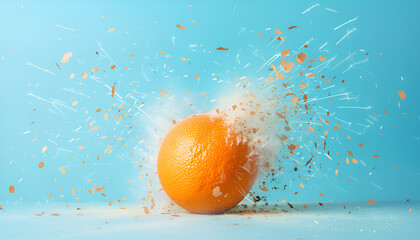 Wall Mural - Concept of an orange bomb. Creative bomb with sparks. Juicy Orange