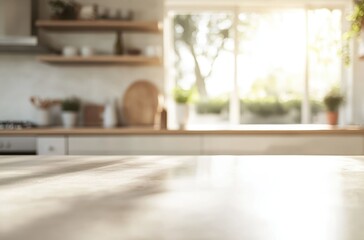 kitchen countertop with blurred background