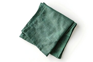 Green napkin isolated on white background. Top view. Flat lay.