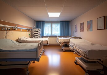 Poster - Hospital Room with Three Empty Beds