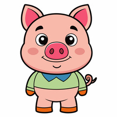 Sticker - cute piggy children illustration 