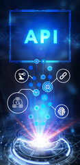 API - Application Programming Interface. Software development tool. Business, modern technology, internet and networking concept. 3d illustration