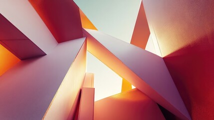 3D rendered abstract architectural background featuring geometric shapes and structures