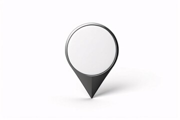 3D black and white map pin marker isolated on white.