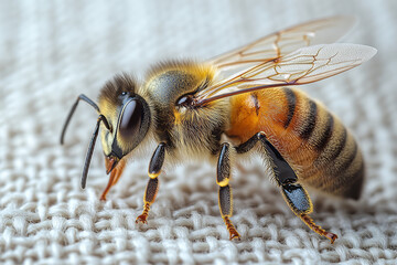 Wall Mural - Bee on a white canvas,