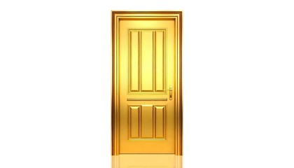 A gold front interior exterior wooden door isolated on a white background