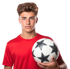 Poster - PNG Young man holding soccerball football portrait t-shirt.