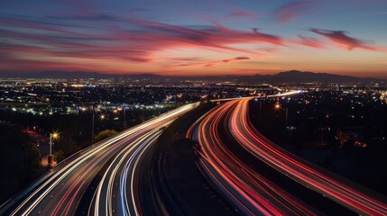 Wall Mural - Highway Lights at Sunset