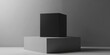 © AImmersive Imagery - 3D black and gray cube with a box podium in a minimal studio background Abstract geometric shape object illustration render for online product display