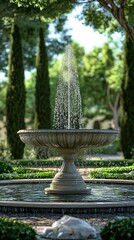 Gorgeous flower garden featuring a stone water fountain at its heart, adding serenity pictures