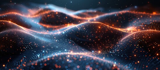 Wall Mural - abstract wavy background with orange and blue sparkles