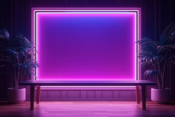 Canvas Print - Light lighting purple stage.