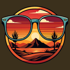 Poster - vintage classic sunset view sunglasses in Arizona t-shirt design