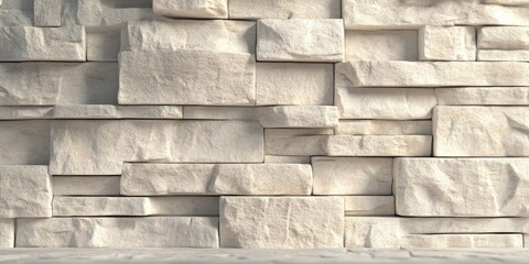 Aufkleber - Beige stone wall pieces and slabs for use as a product display background 3D illustration