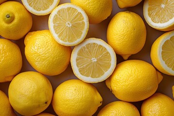 Wall Mural - lemons. slices of fresh lemons