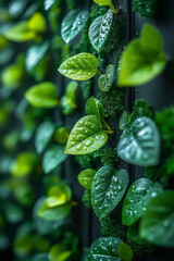 Aufkleber - Abstract green living with eco-friendly icons and vibrant geometric patterns,